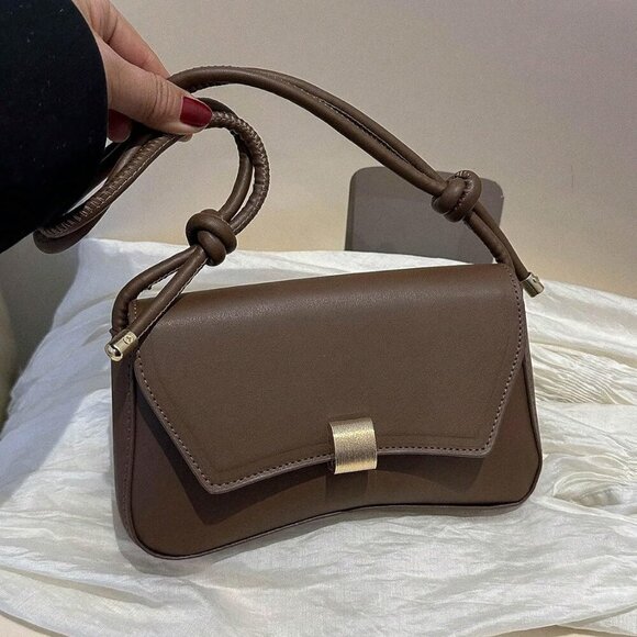 Women's Leather Flap Clutch Shoulder Bag Vintage Adjustable Strap Purse - Picture 2 of 8